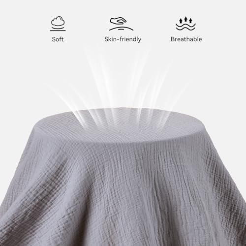 Image of TILLYOU Muslin Mini Crib Sheets 2 Pack, Pack and Play Mattress Sheets Fitted for Pack N Play, 38 x 26 Sheet for Toddler, Grey and Pink