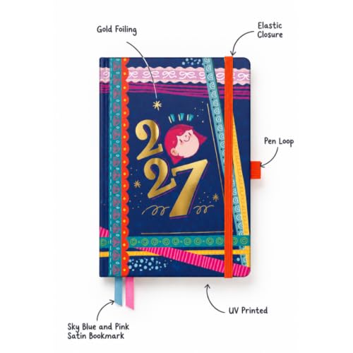 Image of Alicia Souza 2027 Weekly Planner - Dated 52-Week Hardcover Productivity Diary with Monthly Calendar, Habit Tracker, 3 Sticker Sheets, Elastic Closure & Pen Loop, Compact 18.6 x 12.5 cm