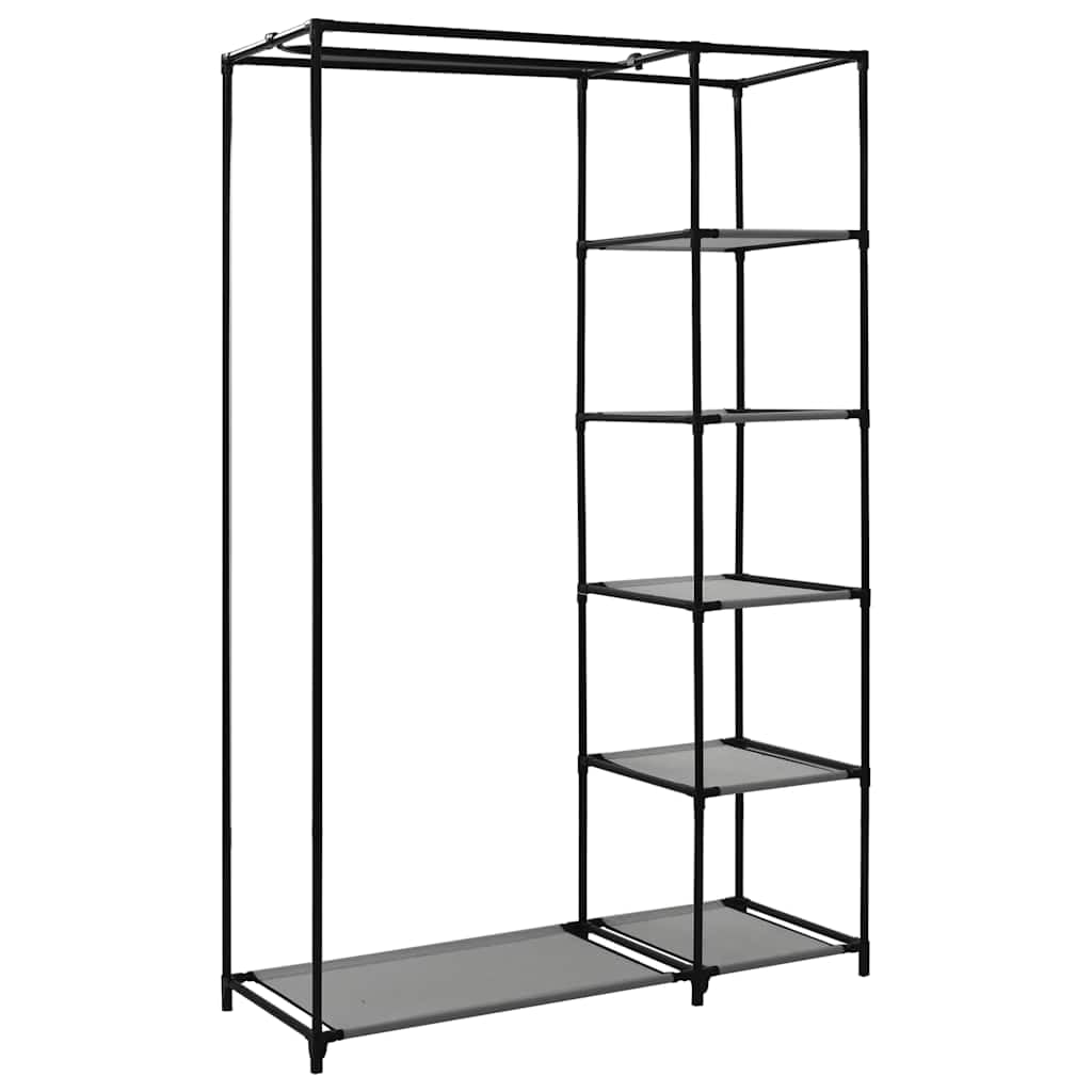Faltschrank Grau 110x45x175 cm Vlies | Stahlrohrrahmen, Aufrolltür mit Klettverschluss, staubdicht, für Keller Schlafzimmer Camping