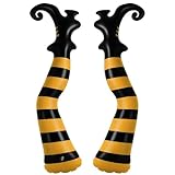 Soulchen Set of 2 Halloween Witch Legs Yard Decoration 27.6 x 7.9 Inch Inflatable Evil Witch Legs Props Large Halloween Upside Down Wizard Feet Boot for Garden Courtyard Outdoor Home Decor(Yellow)