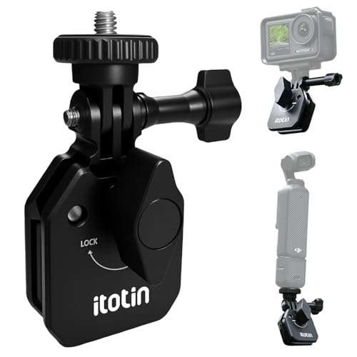 Motorcycle Windshield Clip Action Camera Mount, Aluminum Alloy Motorbike Windscreen Clamp Mount Compatible for GoPro Hero 13/12/11/10/9 DJI Osmo Action 5 Pro/4/3 Insta360 X5/X4/X3/X2