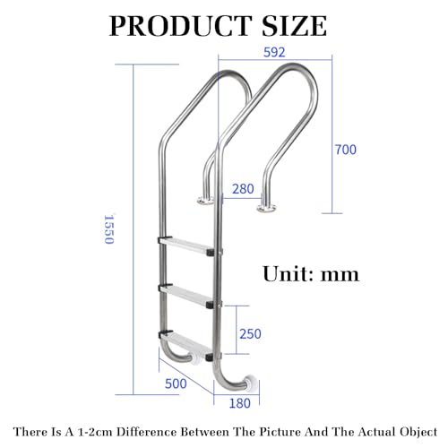 Escalera para piscina de 3 peldaños XLTFUC 304 acero inox miniatura 2
