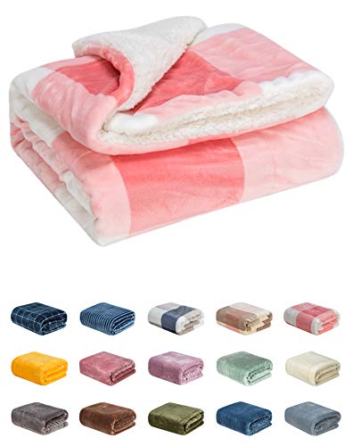 Fuzzy Blanket or Fluffy Blanket for Baby Girl or boy, Soft Warm Cozy Coral Fleece Toddler, Infant or Newborn Receiving Blanket for Crib, Stroller, Travel, Outdoor, Decorative (40Wx50L, S-Pink Grid)
