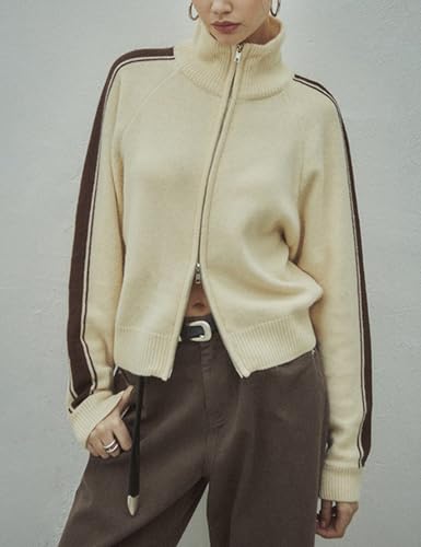 Qiaomai Womens Cardigan Sweaters Zip Up Long Sleeve Knit Sweater Jacket Open Front Outerwear Coats2