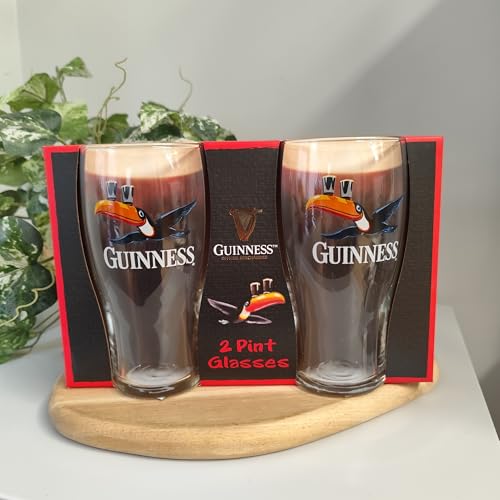 Shamrock Gift Company Guinness - Two Pack Of Flying Toucan Design Pint Glasses - Set Of 2 - 7