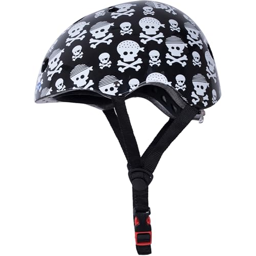 Kiddimoto Kids Patterned Helmet (Skullz, Medium)