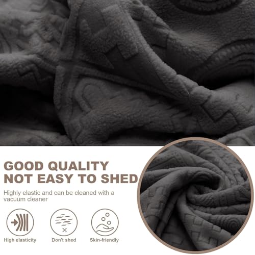 Image of Lukzer 2 Seater Pastel Dark Grey Tribal Pattern Sofa Cover | 240 GSM Universal Stretch Fit Jacquard Fabric Couch Protector | Fully Covered Anti Slip & Washable Sofa Cover (140-180cm /SC-137-02)