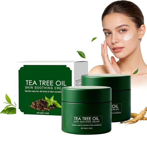 Image of Tea Tree Moisturising Cream, Tea Tree Oil Skincare Gentle and Moisturizing for Dry Flaky Skin, Lightweight Fast Absorbing Face Moisturizer for Women & Men, Barrier Cream for Adults, 50g (2)