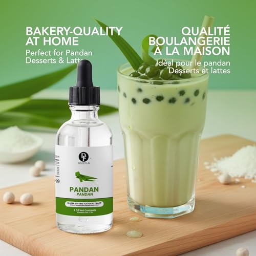 Image of Dolce Flav Pandan Extract, Water Soluble - 2 oz | Southeast Asian Flavoring for Baking, Desserts, Beverages & Syrups - Sugar Free, Kosher, Allergen Free