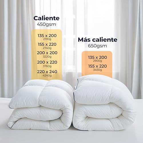 Dreamzie - Edredón de Plumas Ultracómodo Nordico Cama 135 - Duvet y Plumón de Pato 450gsm – Certificado Oeko-Tex, Downpass y RDS para Bienestar Animal - imagen 6