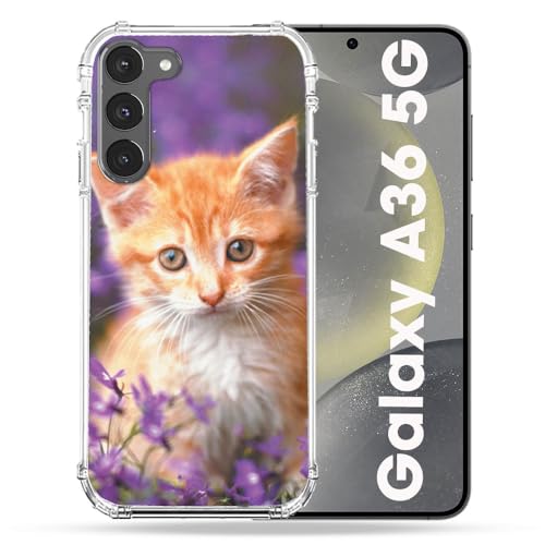 Coque Samsung A36 5G chat violet pour un style unique et rassurant