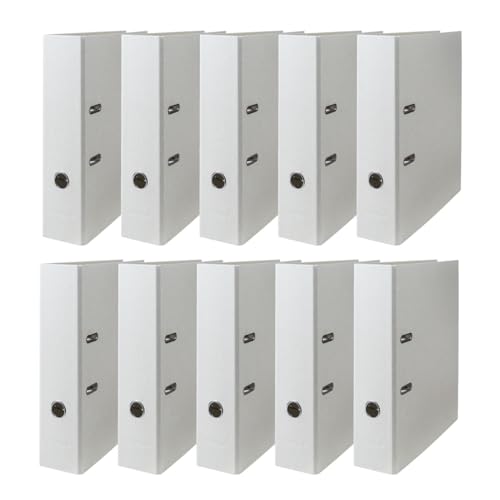 DONAU Premium Vegan-Ordner ECO GRASS MAXI FSC / 10er Pack/aus Graspapier/Kraftpapier/Breit/DIN A4 8 cm/Hell Neutral/Aktenordner Briefordner Büroordner Pappordner Schlitzordner/Made in EU