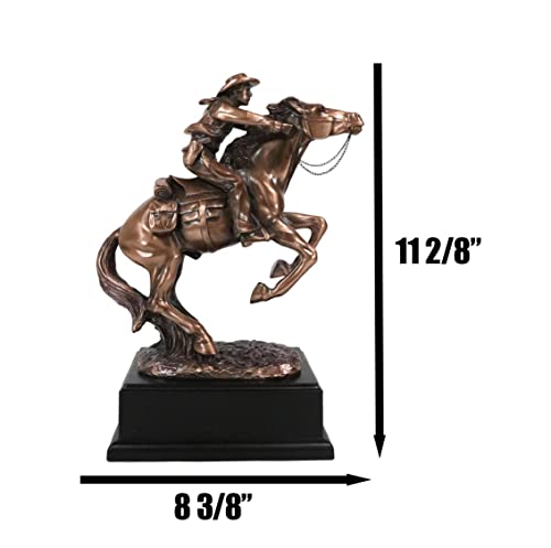 Estatua Vaquero a caballo en resina electrochapada bronce miniatura 2