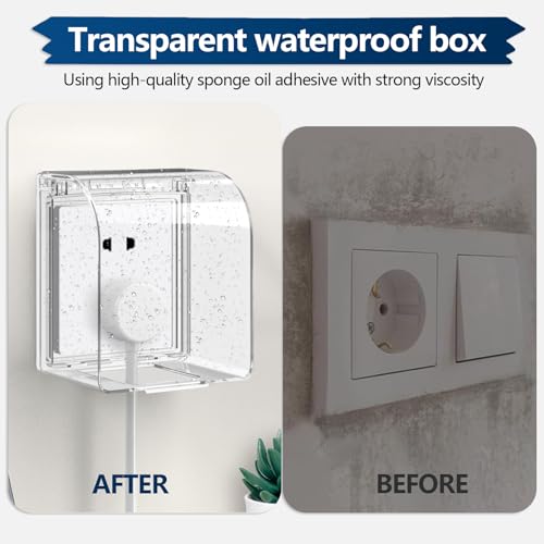 2 Stück Steckdose Regenschutz, Typ 86 Steckdosenabdeckung Steckdosen Aussen Regenschutz Schalter Abdeckung für Bad Küche Zuhause Garten Draußen (Transparente)