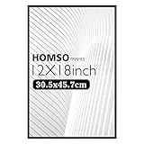Homso 12x18 Poster Picture Frame in Black, Thin Aluminum Metal Frame with Crystal Acrylic for Wall M