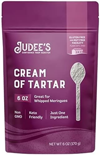 Judee's Gluten Free Cream of Tartar - Baking Stabilizer & Cream of Tartar for Baking - Gluten Free & Non-GMO - Keto Friendly & Tartaric Acid - 6 oz, Pack of 1
