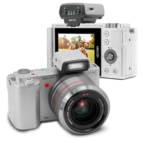 Amazon | Minolta 72MP カメラ 10倍光学ズーム付き シルバー