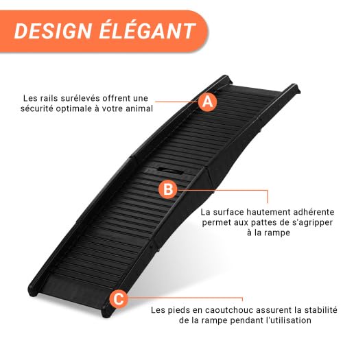 Rampe pour Chien Pliable, Rampe Voiture Tripliable Portable et Légère pour Voitures, Camions et SUV - 150 × 40 cm