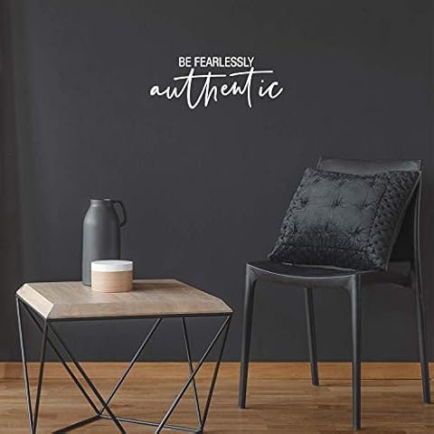 Vinyl Wall Art Decal - Be Fearlessly Authentic - 8.5" x 22" - Modern Inspirational Positive Quote Sticker for Home Bedroom Playroom Living Room Closet Office Workplace Decor (White) Cover