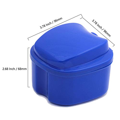 Kiseer 2 Pack Colors Denture Bath Case Cup Box Holder Storage Soak Container With Strainer Basket For Travel Cleaning (Light Blue And Blue) #TOP1