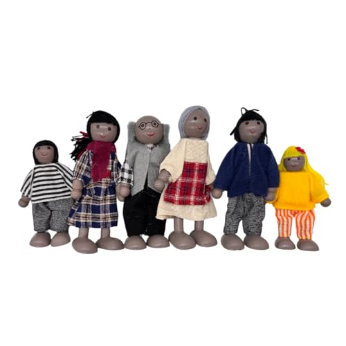 Set de 7 muñecos de madera para casa de muñecas miniatura 3