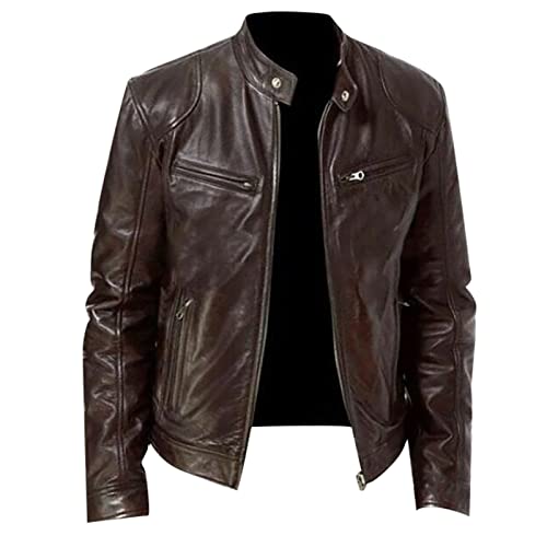 Manteaux pour hommes en cuir mince et vestes élégantes d'hiver décontractées de couleur unie