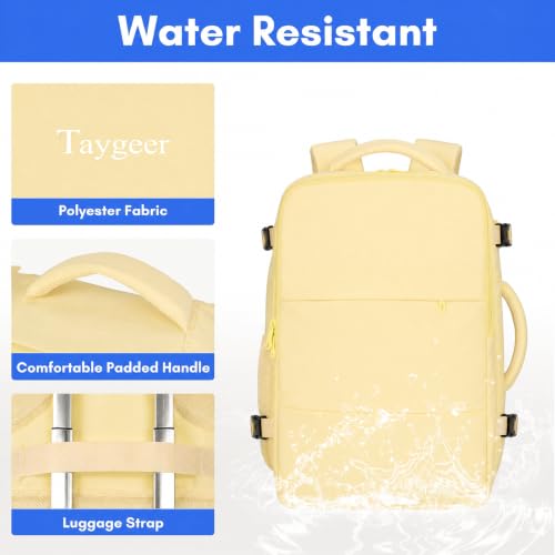Image of Taygeer 35L Personal Item Travel Backpack for Women, Carry on Backpack | Airline Approved Travel Bag, Laptop Bag with Water Bottle Pocket & Shoe Pouch, Mochila for College Weekender, Beige Yellow