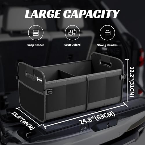 Image of Sposuit Trunk Organizer for Car - 80L Collapsible Sturdy Car Storage, Black