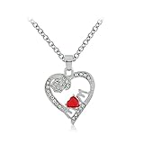MagicW Gifts for Women Rose Red Heart Pendant Necklace Mom Gifts Charm Fashion Chain Necklace Gifts for Mom from Son Daugter