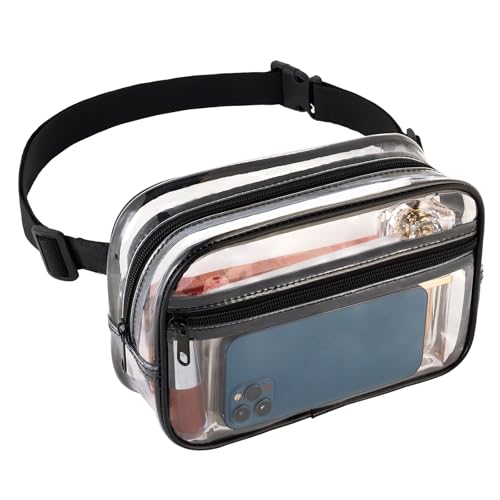 clear fanny pack for stadium events - clear bag for women men  lightweight waist pack for concerts sports games day amp travel  stadium approved transparent bag black