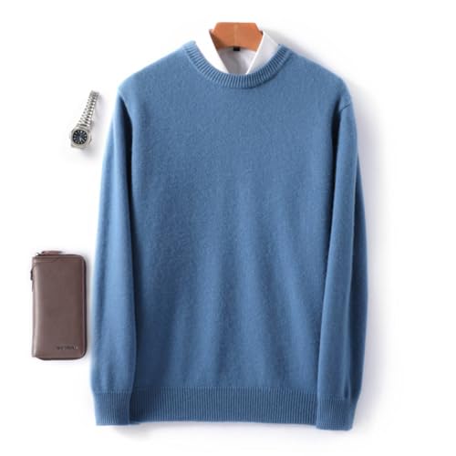 Men 100% Solid Wool Cold Blouse Round Neck Solid Color Pullover Sweater3