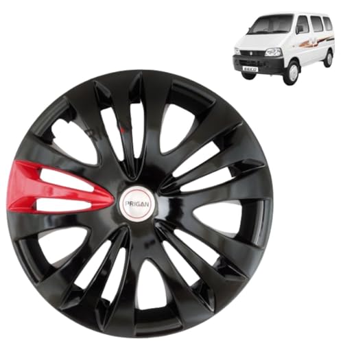 Image of PRIGAN Maruti EECO Black Red Wheel Cover 13 inch for -Maruti EECO (Set of 4 Pcs) (Press Fitting) Model- Camry Black Red 13