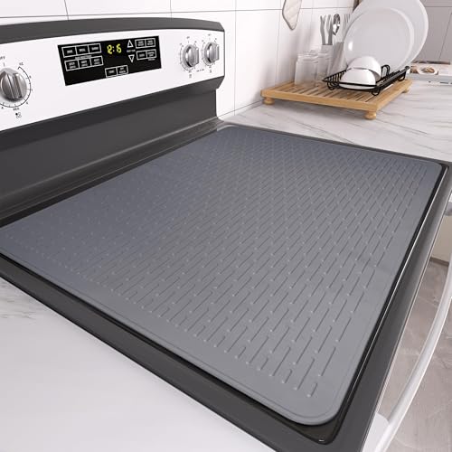 LeKuni - Protector de placa de inducción, 71 x 50 cm, protector de placa de inducción de cocina, alfombrilla de silicona XXL para secado de vajilla, resistente a los arañazos y fácil de limpiar