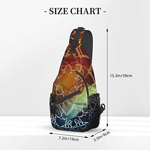 ASYG Mandala Flower Sling Bag Crossbody Sling Backpack Flower Shoulder Chest Bag Travel Hiking Daypack for Women Men3