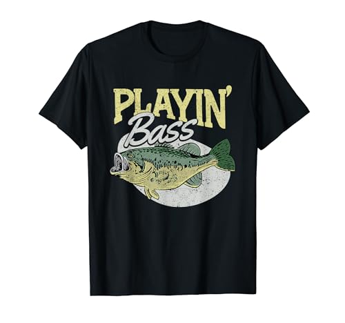 Playin' Bass Funny Fishing Cool Fish Guitarra Bajista Músico Camiseta