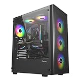UNYKAch Caja de Ordenador ATX MIR 100, Gaming Gran Tamaño con 4 Ventiladores ARGB, 1 USB 2.0 y 3 USB 3.0