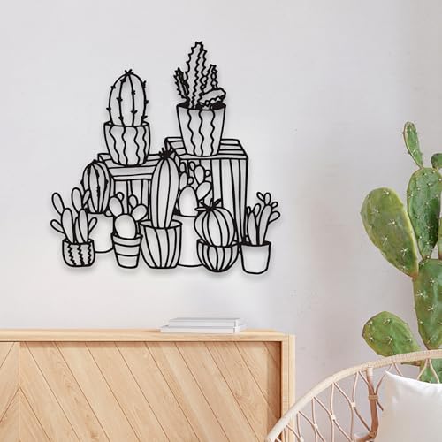 Rajukit Metal Cactus Wall Art - Cactus Decor for Living