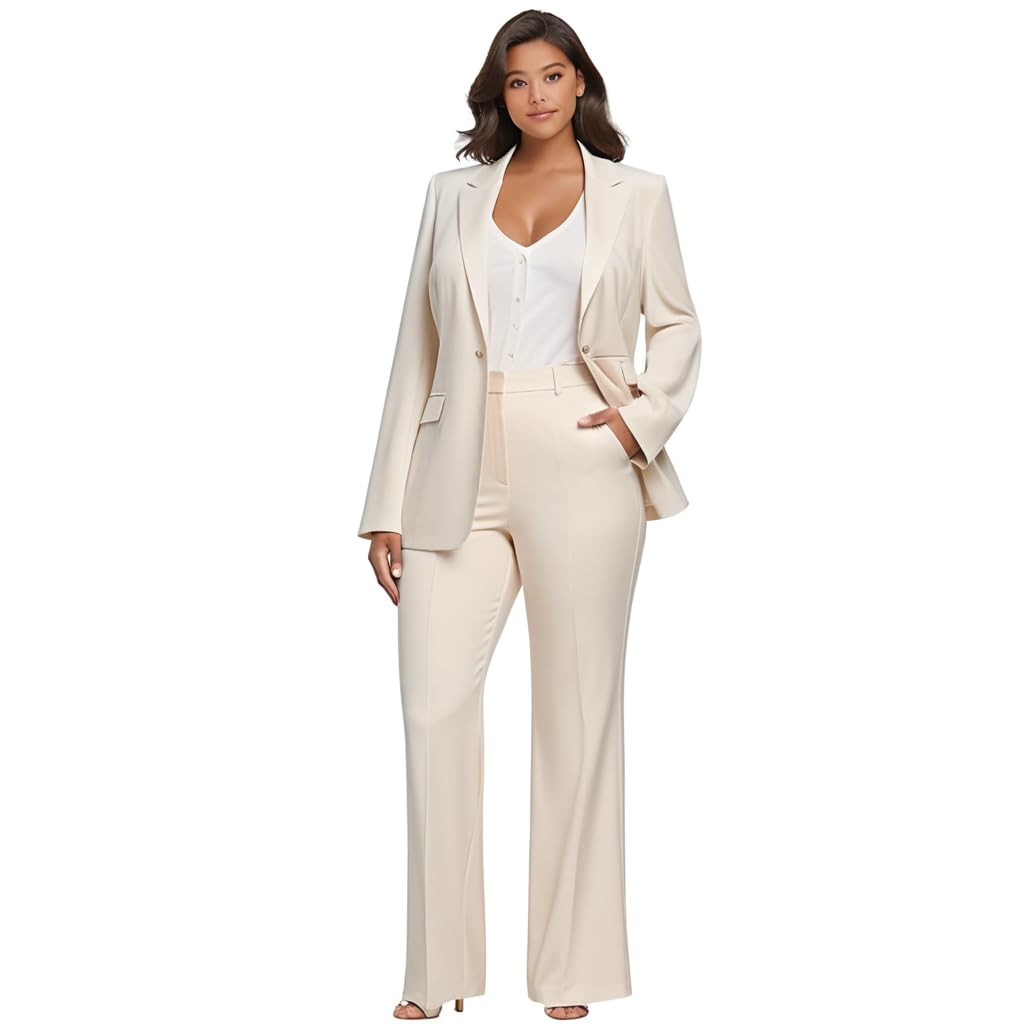 Plus Size Womens Suits Tuxedo 2 Piece Business Set Pant Suits for Women Dressy for Wedding Guest