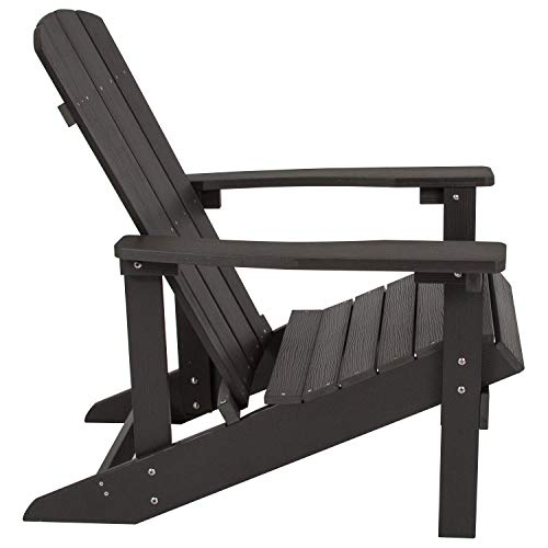BizChair Commercial Poly Resin Adirondack Chair - Slate Gray - All-Weather - Indoor/Outdoor - Thumbnail 6