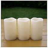 iZAN 3PCS Waterproof Flameless LED Candles with Timer Outdoor Flickering Battery Operated Timing Pil
