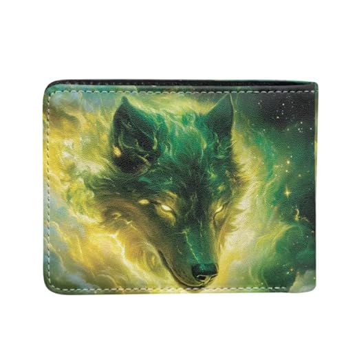 Image of Coldinair Wolf Boys Wallets for Kids 9-12 Green Cool Wallet for Teen Boys Leather Bifold Wallet Credit Card Cash Id Holder Purse Coin Pocket Id Window for Men Boy Male Youth Guys