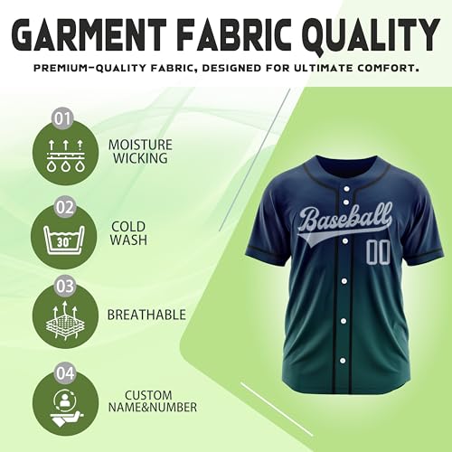 Custom Gradient Baseball Jersey Stitched/Printed Personalized Name Number Hip Hop Athletic V-Neck Shirts for Men Women Youth miniatura 4