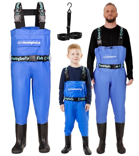 DaddyGoFish Wathose Für Kinder Und Erwachsene, Wathose Zum Angeln Und Jagen Mit Einer Tasche Und Einem Wathose-Aufhänger DaddyGoFish Wathose Für Kinder Und Erwachsene, Wathose Zum Angeln Und Jagen Mit Einer Tasche Und Einem Wathose-Aufhänger