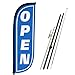 LookOurWay Open Blue & White Feather Flag Complete Set with Poles & Ground Spike, 5-Feet