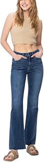 Mid Rise Dark Wash Raw Hem Bootcut