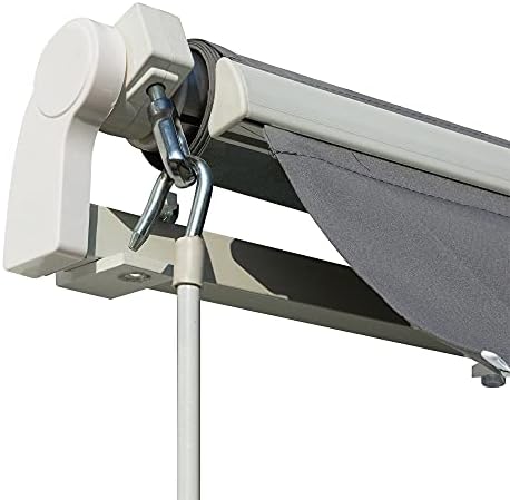 Outsunny 4x2.5m Retractable Manual Awning Window Door Sun Shade Canopy with Fittings and Crank Handle Grey
