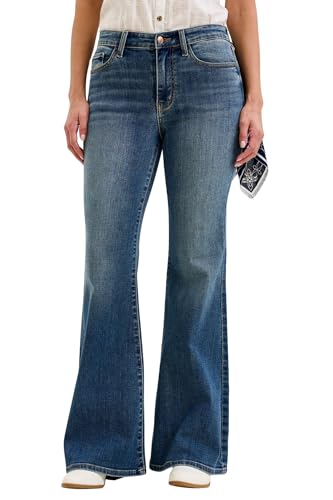 Judy Blue Women Mid Rise Flare Jeans Stretch Denim Bell Bottom