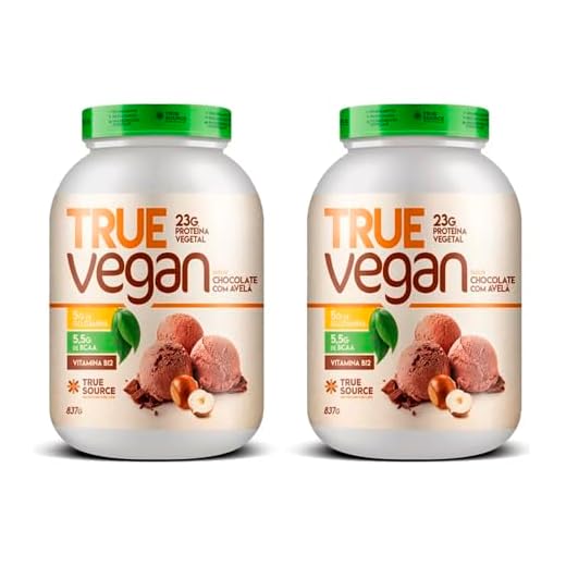 Kit 2x True Whey Vegan 837g - Proteína Vegetal - True Source (Chocolate com Avelã)