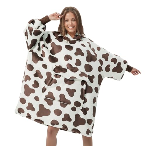 Krifey Wearable Blanket Hoodie Oversized Sherpa Hooded Blanket for Adults