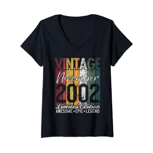Mujer Noviembre 2002 20 cumpleaños regalo 20 años vintage retro Camiseta Cuello V